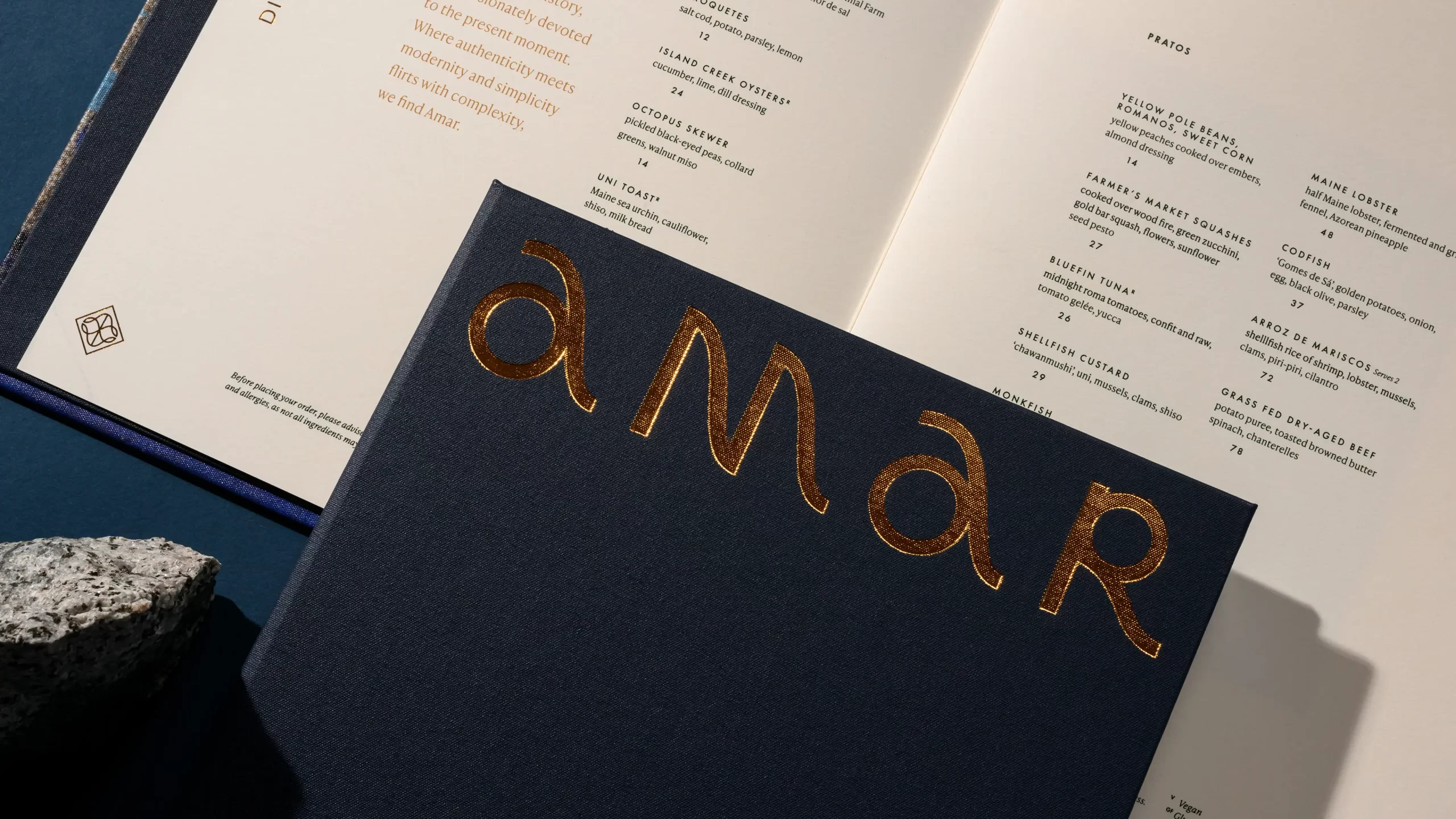 Amar menu cover.