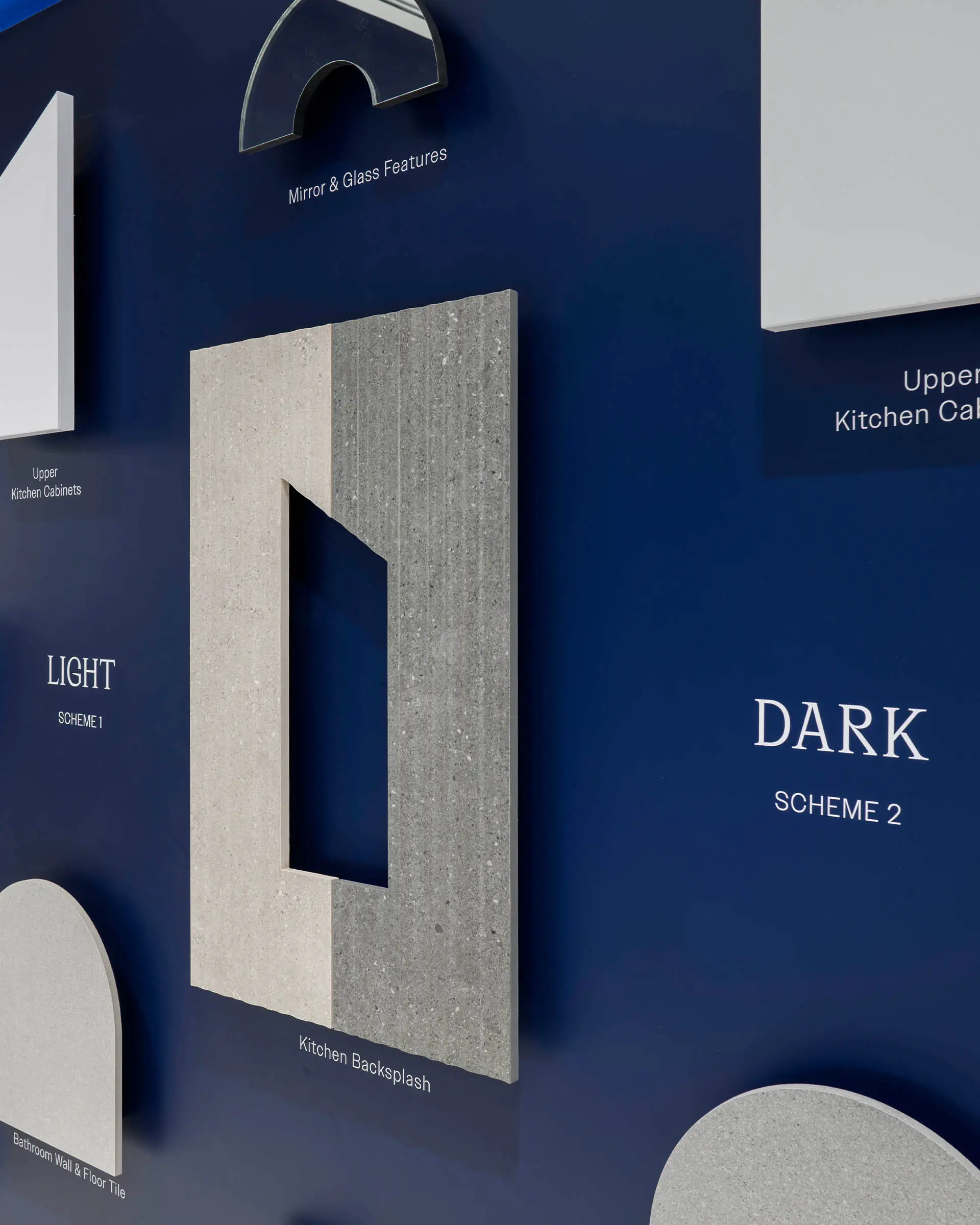 Ethos presentation centre material sample board.