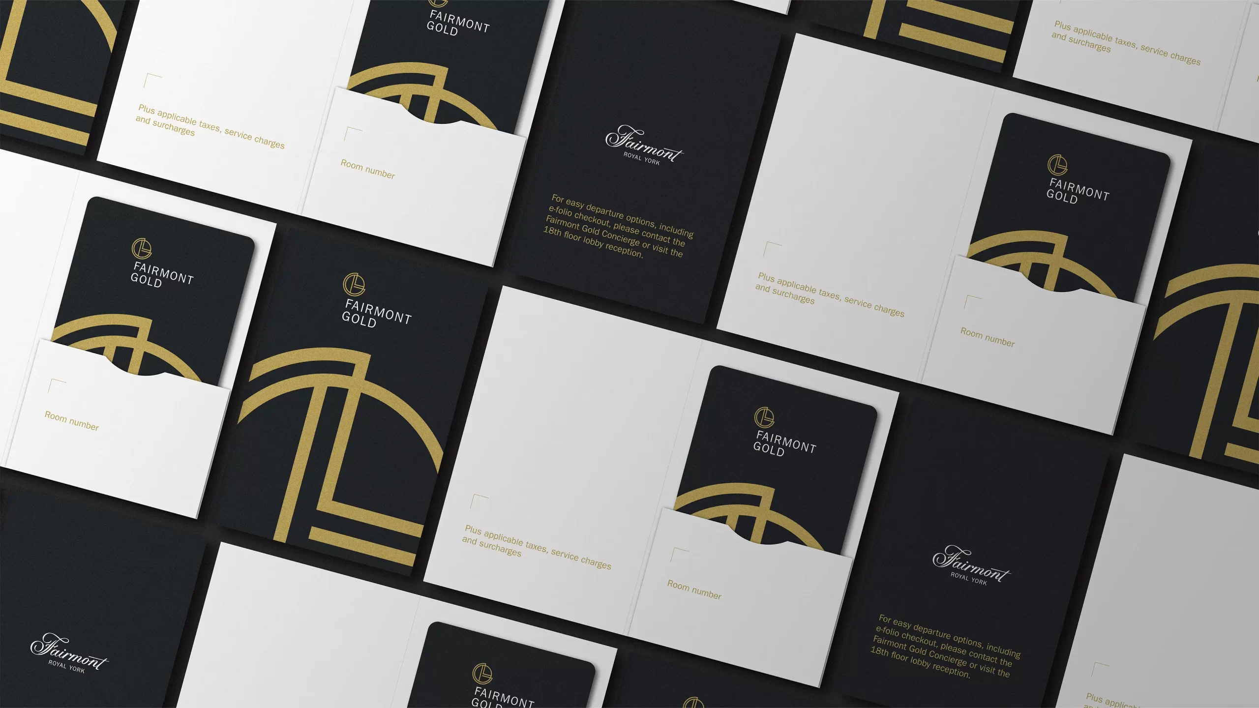 Fairmont Gold stationery suite.