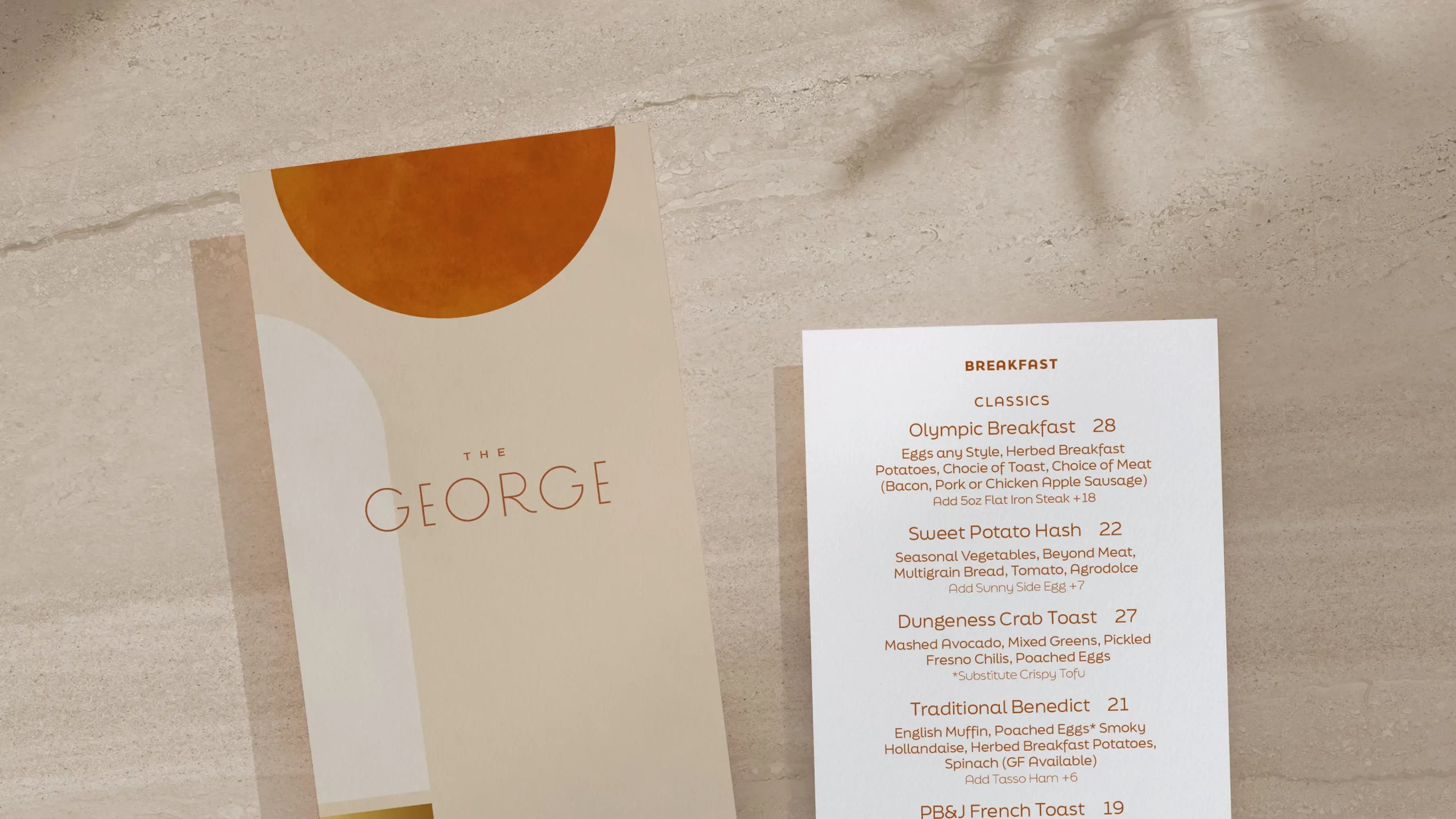 The George breakfast menu.