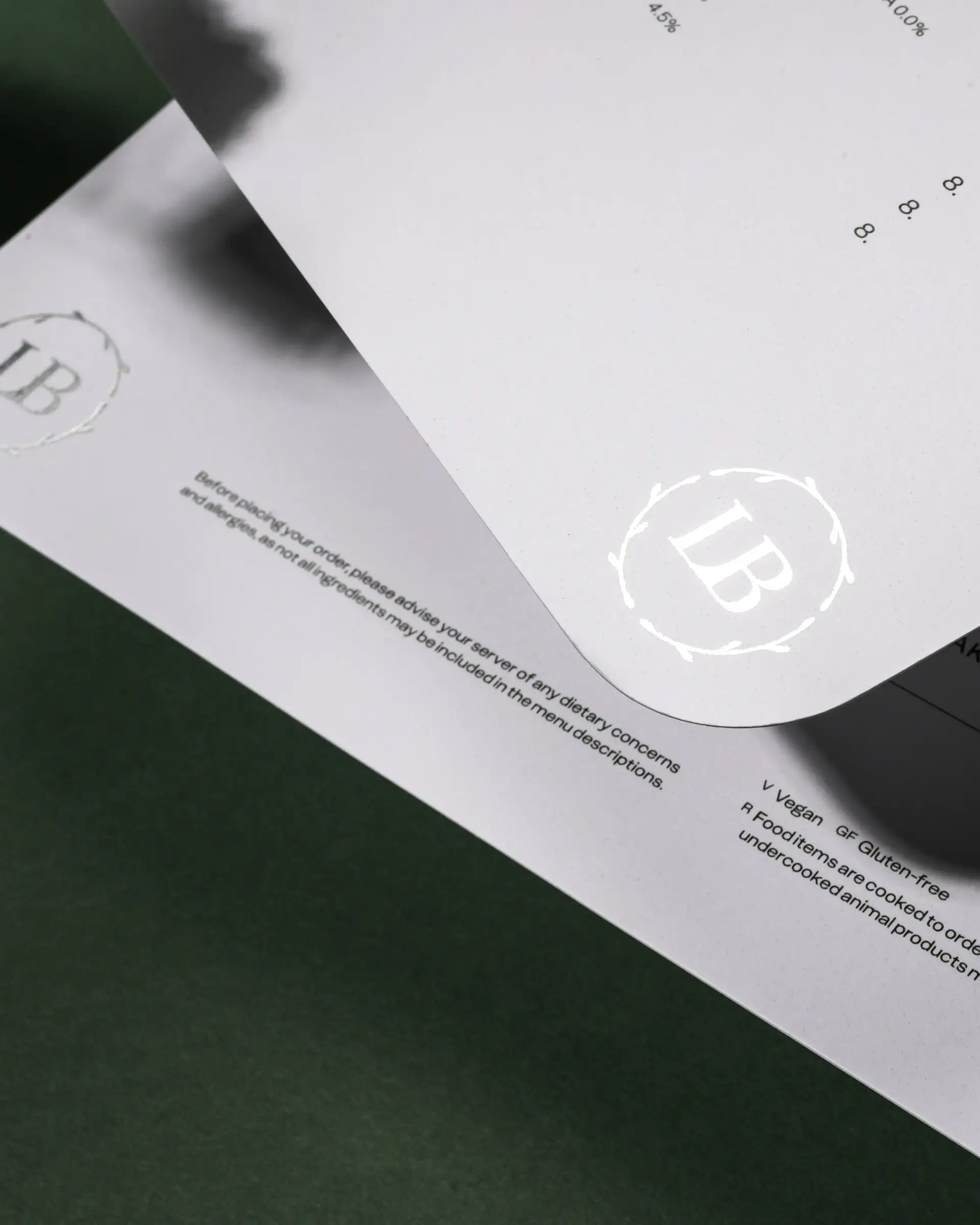 Long Bar menu interior detail with gold foil.