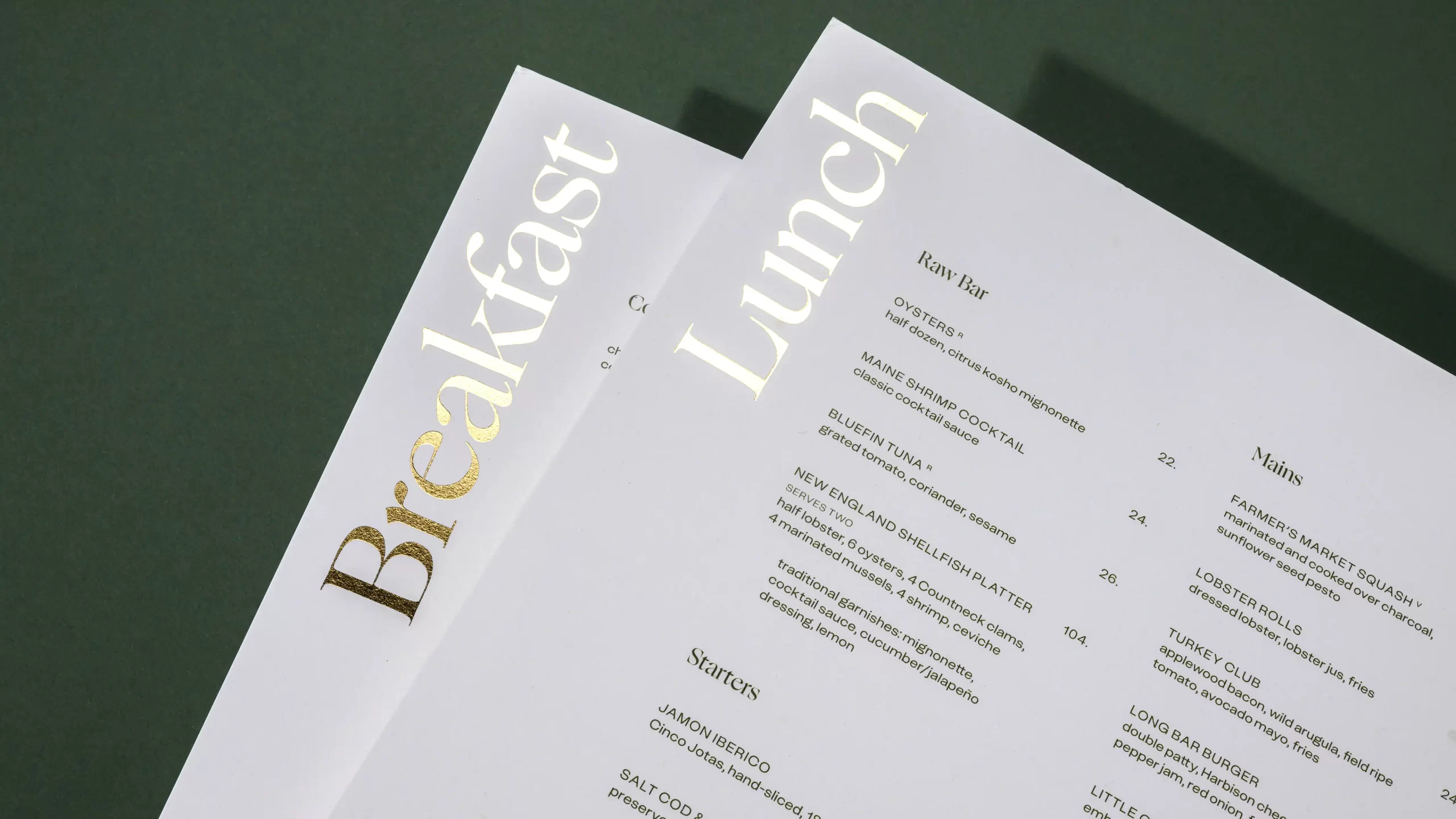Long Bar menu foil detail.